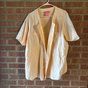 Woman Within Lightweight Peach Button Down 3/4 Sleeve Shirt Size 1x